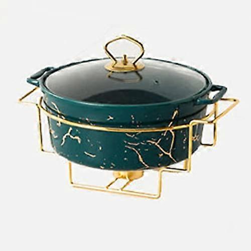 Ceramic Chafing Dish Buffet Set with MarbleImitation Finish, BlackM, Green