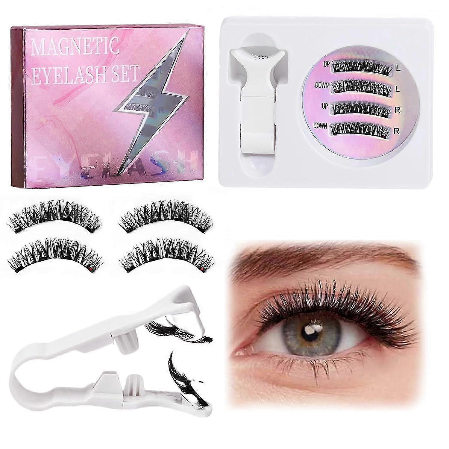 Magnetic Eyelashes Durable Magnetic Eyelashes Reusable Magnetic Eyelashes without Eyeliner Waterproof Magnetic Eyelashes with Pliers Easy to Use for B