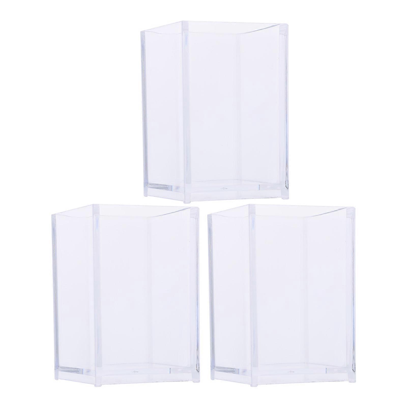 Acrylic Pen Holder for Storage Transparent Color 3 Pcs