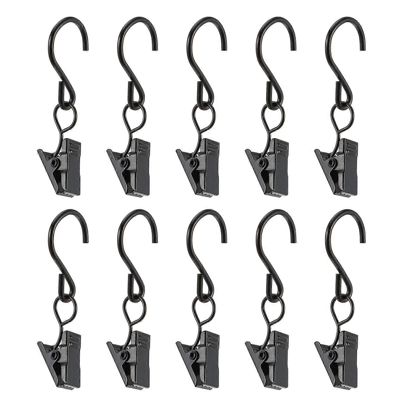 50pcs Iron Curtain Clamps with Clips for Home Use Black No Snagging Easy Glide