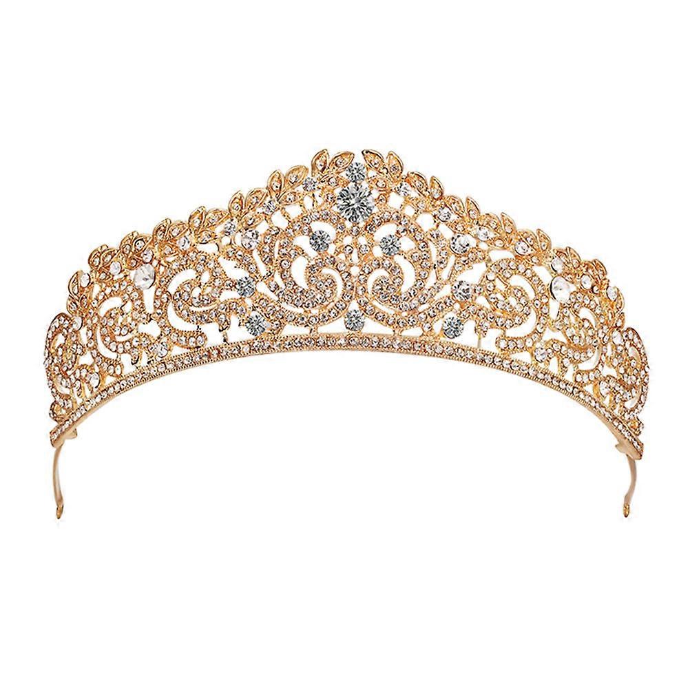 Golden Alloy Bridal Hair Hoop Sparkling Headpiece for Decoration with AntiRust Design 1 pc