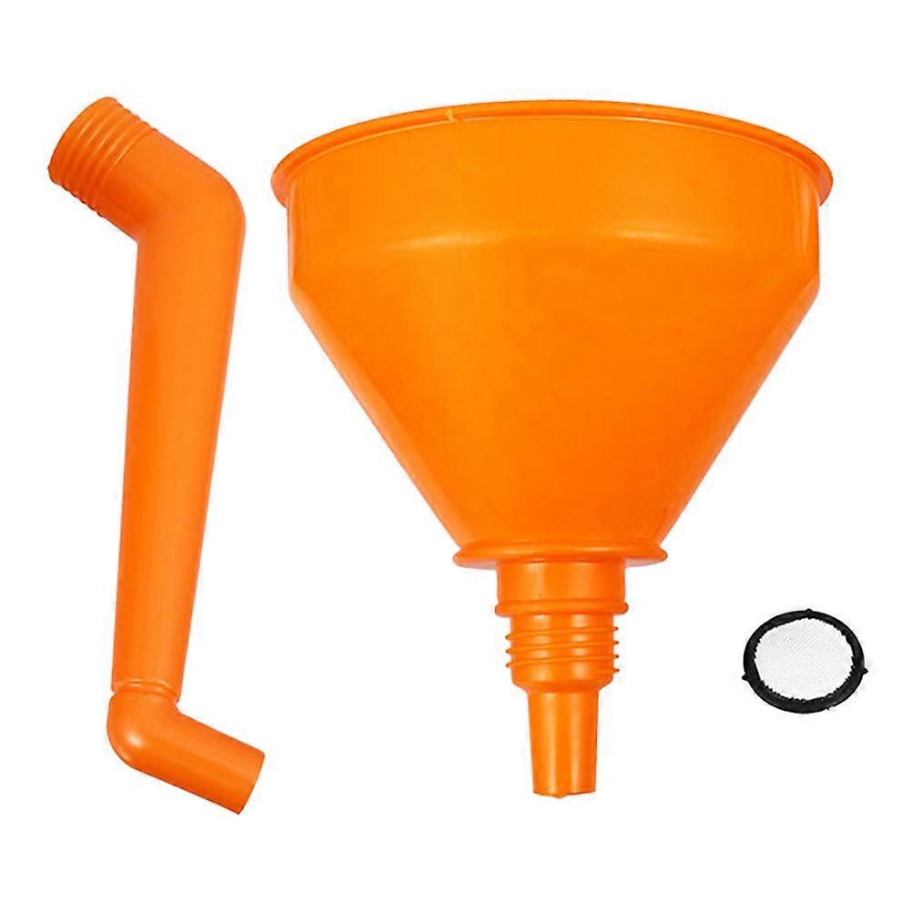 ABS Plastic Automotive Funnel for Motorbike Use Orange Large Capacity Leakproof Design Sturdy Material 9.84 inches