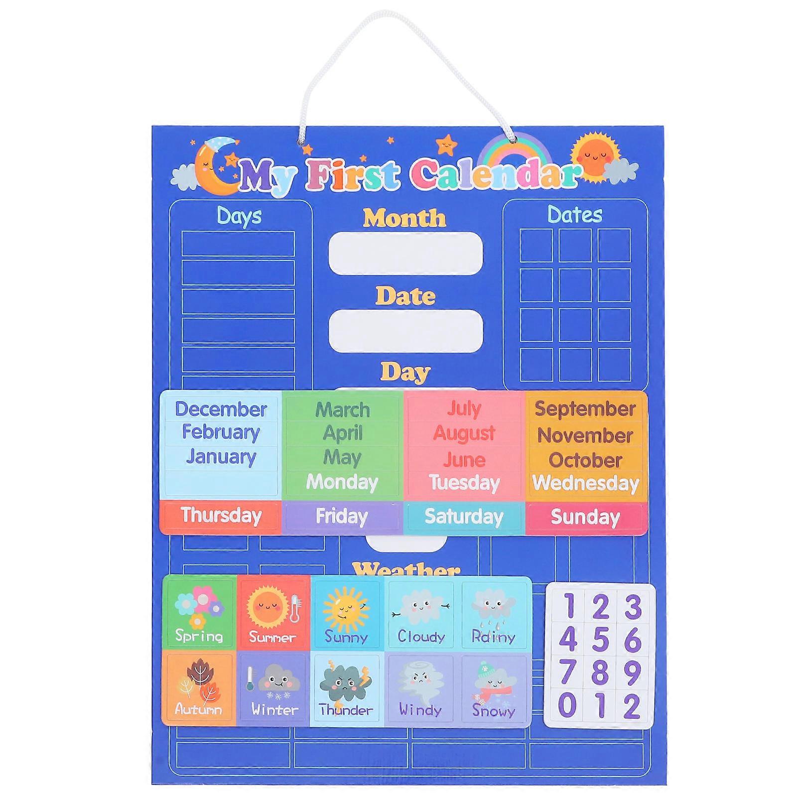 Cognitive Weather Calendar Wall Toy For Daily Learning Made Of Rubber And Coated Paper 1Pcs