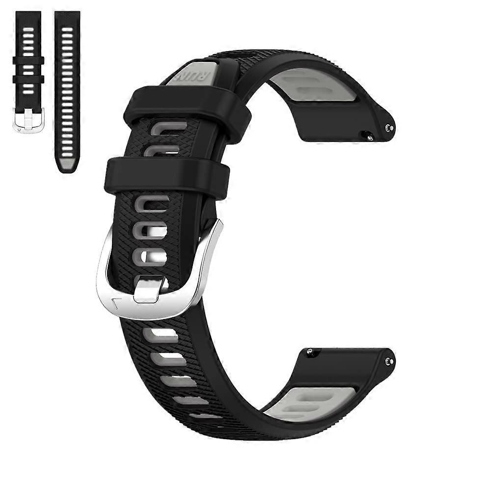 18 mm Silicone Wristband for Garmin Vivoactive 4s, Venu 3s, Venu 2s, Compatible with Forerunner 255s, 265s - Black/Grey