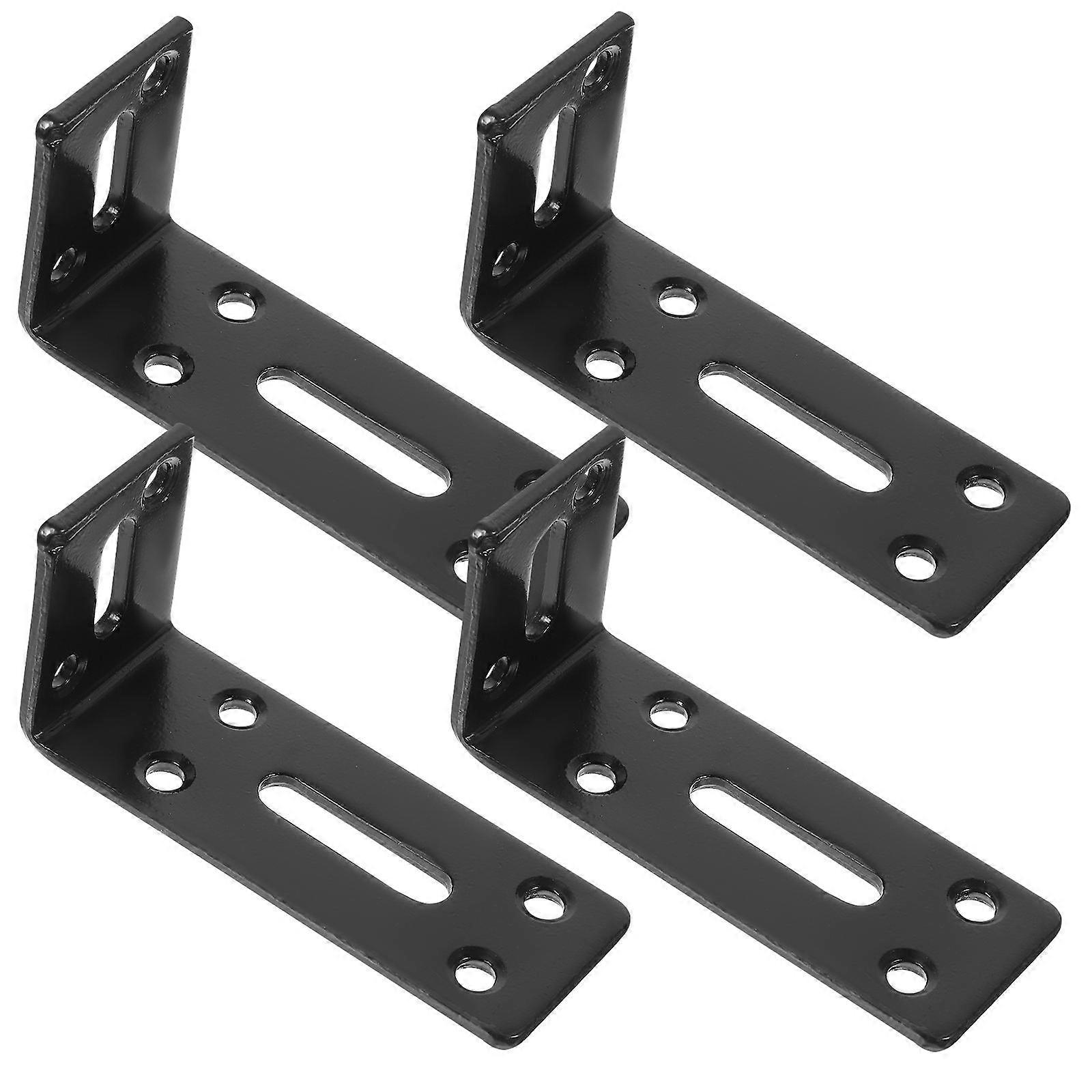 L Shape Iron Brackets for Furniture Use Black 4pcs Easy to Install 90 Degree Angle