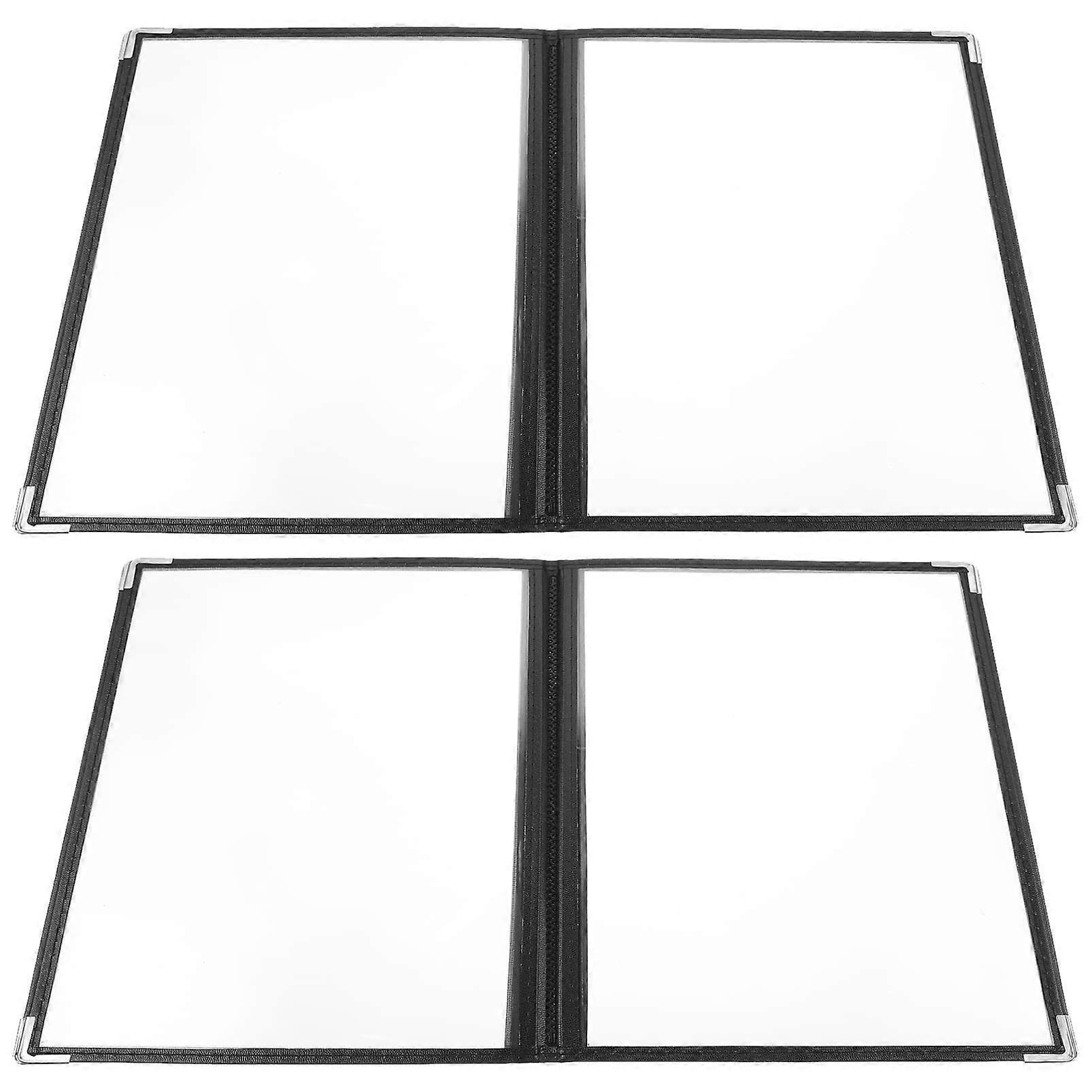 Recipe Folder 2 Menu Sleeves 8 View Transparent Restaurant Menu Holder (Black)