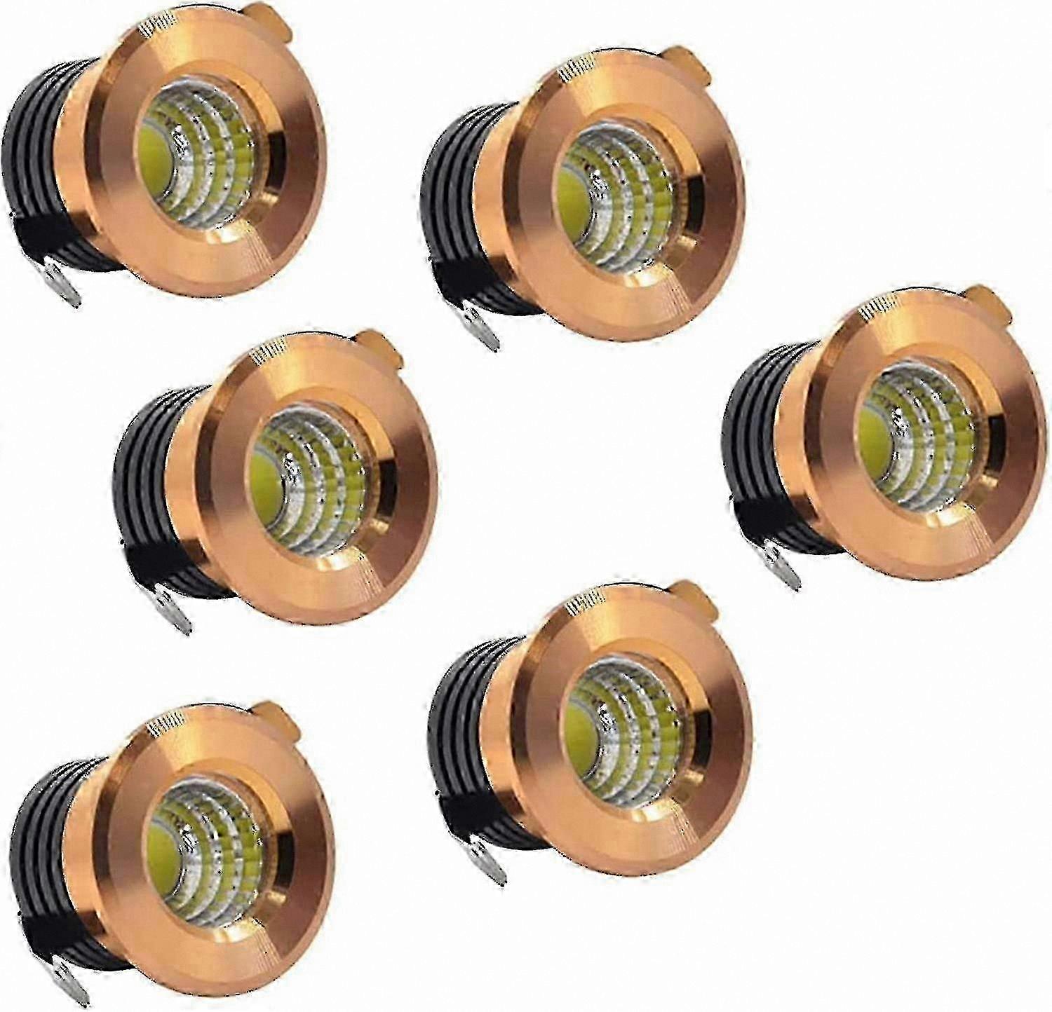 暖白色 3W 迷你 LED 嵌入式灯，6 件装射灯，适用于橱柜和天花板