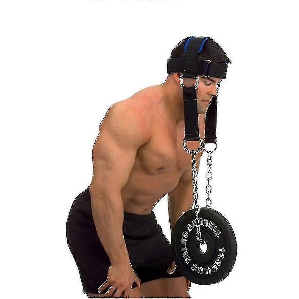 Head Harness Strength Exercise Strap with Metal Chain Neck Support Adjustable for Gym Fitness Training