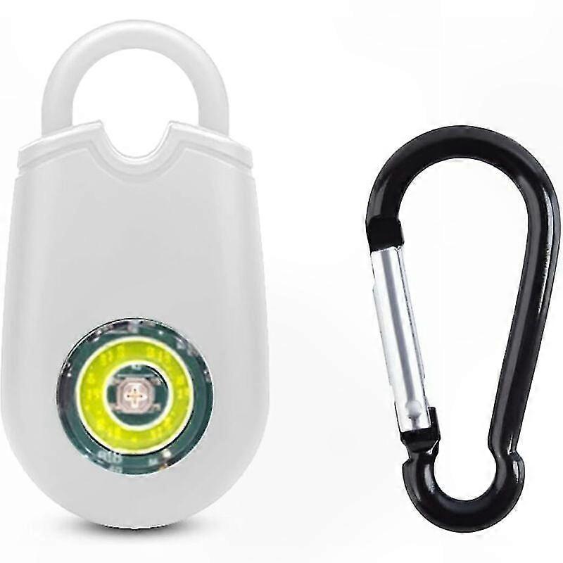 Portable Personal Alarm for Women and Girls - 130 dB Self-Defense Keychain with LED Light - Compact Safety Device - White