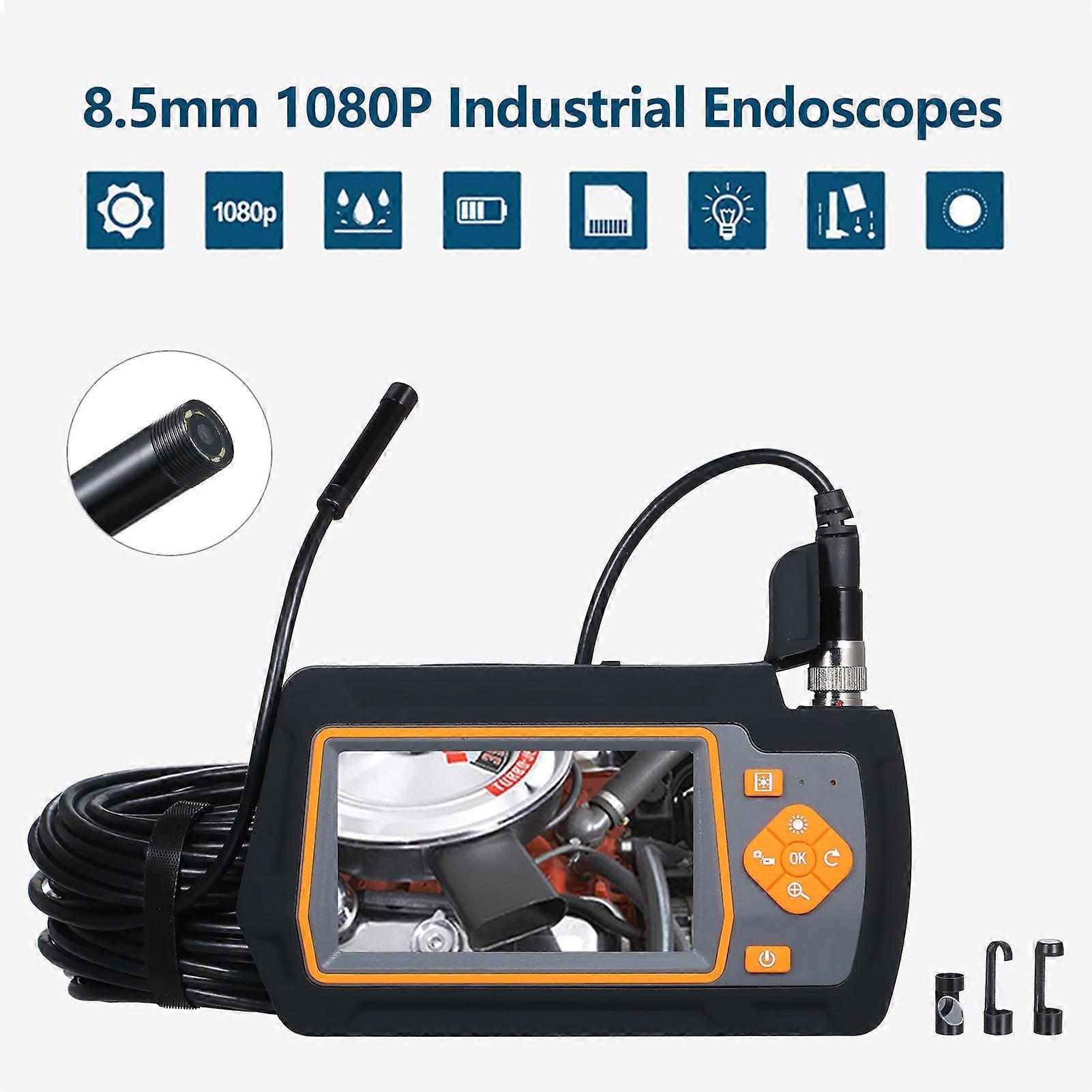 8.5mm Industrial Endoscopes with 4.3 Inch IPS Screen 20M/65.6FT Hose 1080P High Definition Borescope Inspection Camera with 8 Adjustable LEDs Lights I