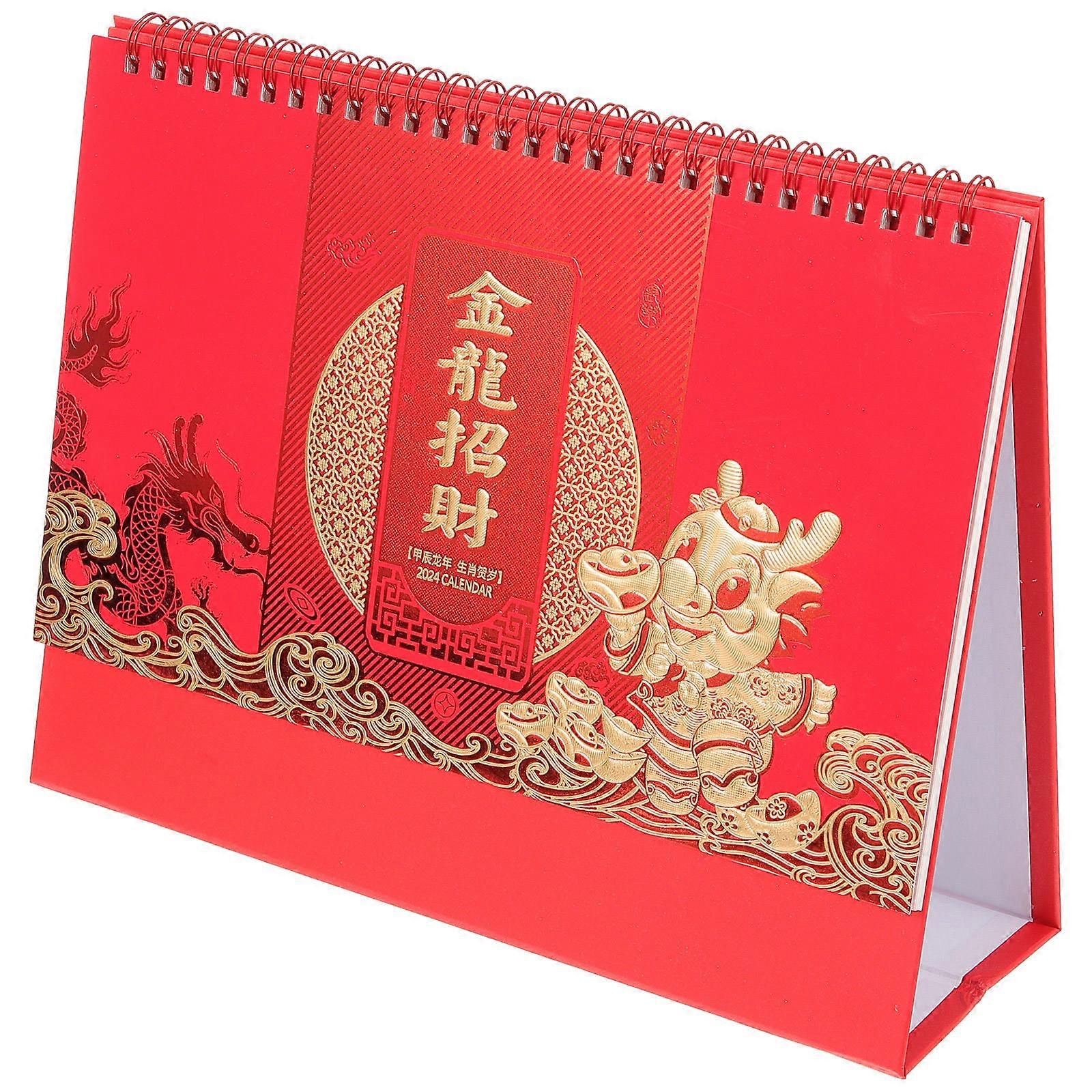 Chinese Style Standing Desk Calendar Thick Monthly Planner Desktop Organizer Sturdy Holder Space Saving Elegant Ornament For Office Home Scheduling