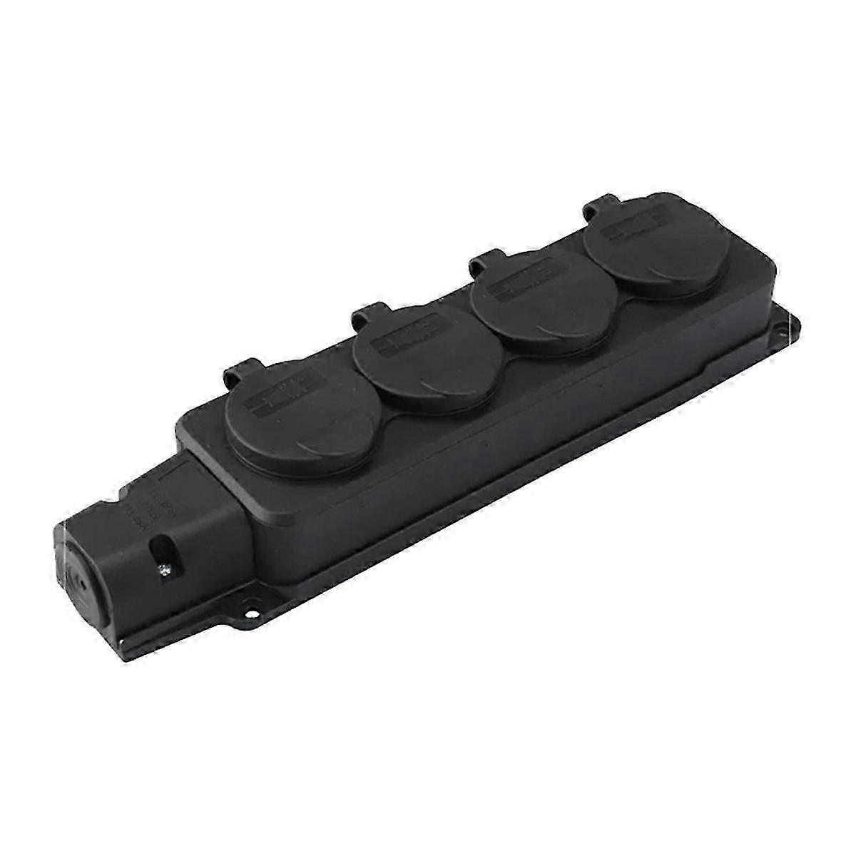 European Standard German Style IP54 Waterproof 4-Position Socket Plug Plate with Cover and Rubber Plug