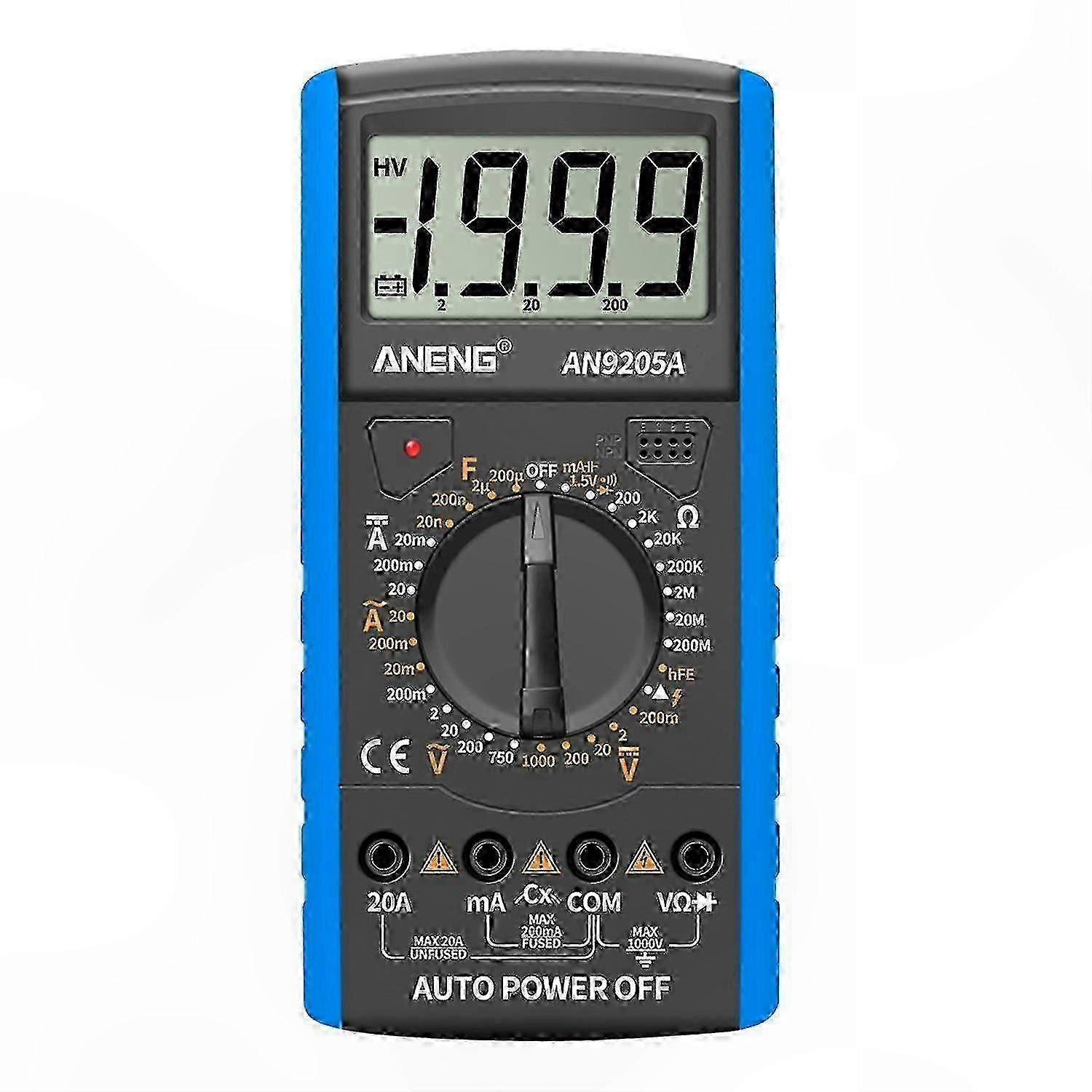 مقياس رقمي متعدد مع شاشة LCD 3 1/2 ، عدد 1999 ، نطاق يدوي ، قياس تيار متردد تيار مستمر على الطريق السريع