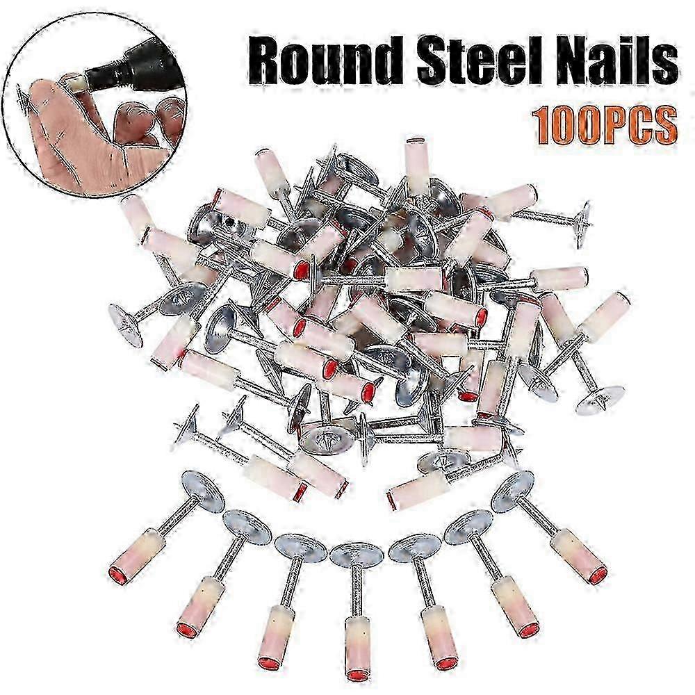 100 PCS Pregos de Aço Redondos para Pistola de Pregagem Pneumática - Ferramenta de Fixação na Parede Pregos Especiais com Penetração Poderosa