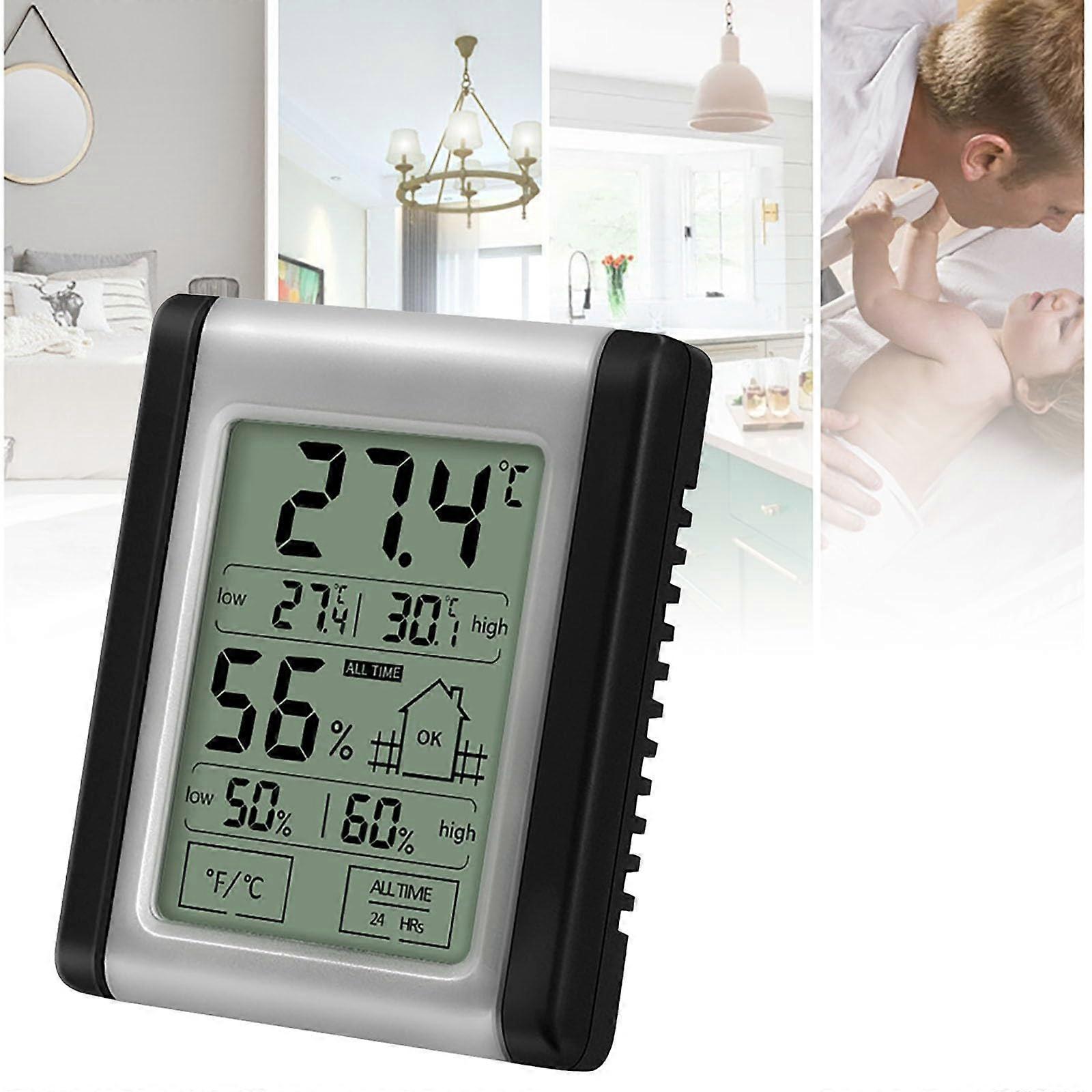 Digital Touchscreen Indoor Thermo Hygrometer Accurate Temperature and Humidity with Backlight' Sweeper Dry Mp (White, 7.6x6.3x1.5cm) Ref: 9803
