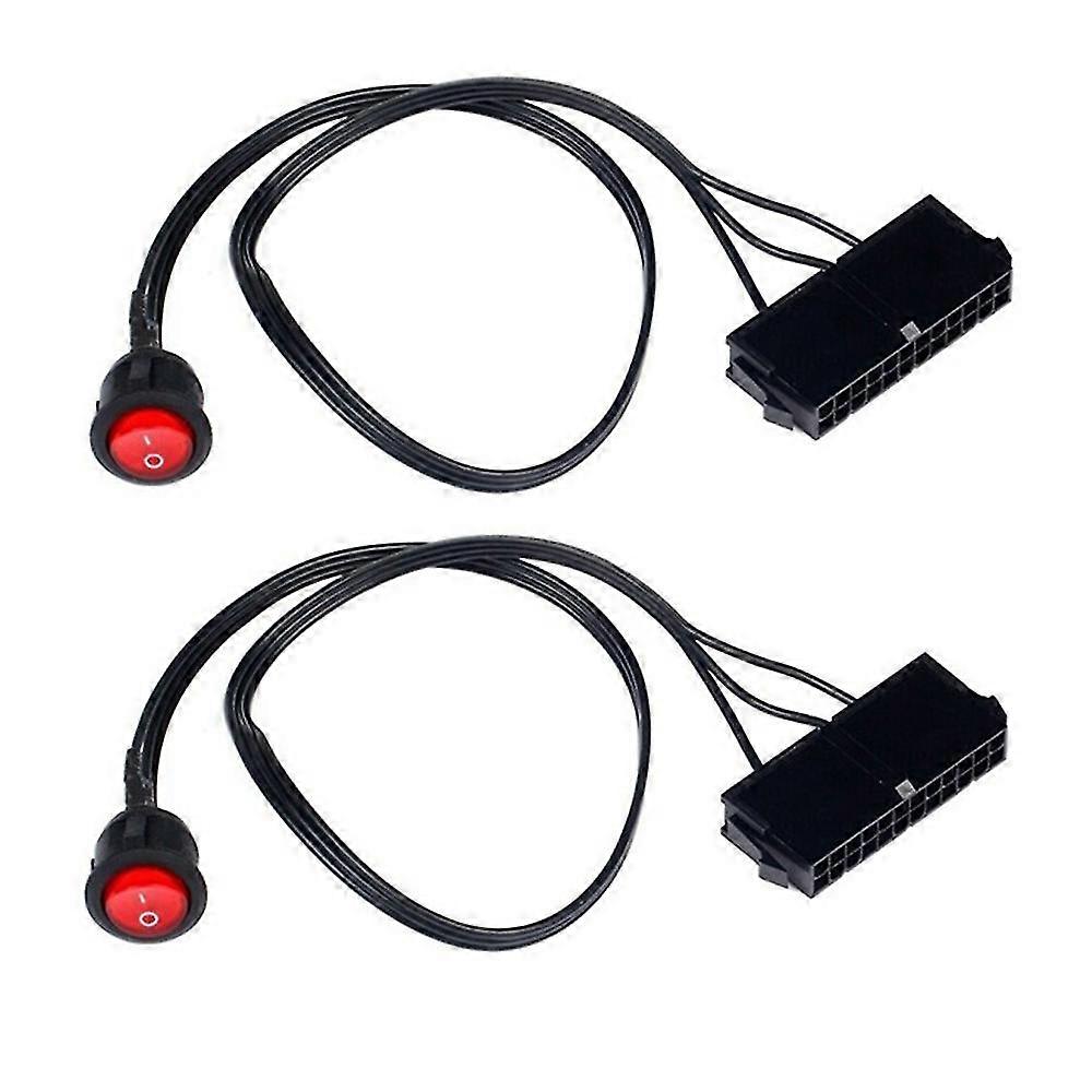 2PCS 50cm Cable Copper Tin Wire 24-Pin Female ATX PSU PC Power Supply Tester Start Up Jumper with ON/OFF Switch