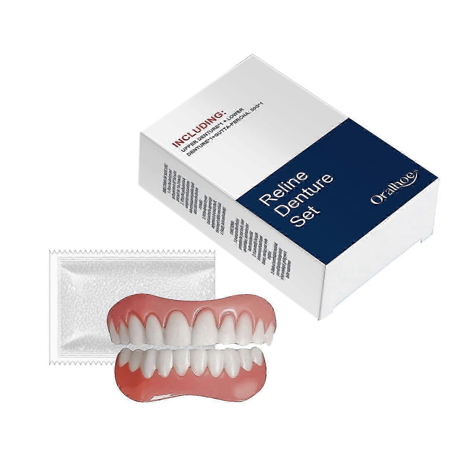 Oralhoe denture decoration set enhances natural and comfortable smile by filling gaps between teeth. Material denture care