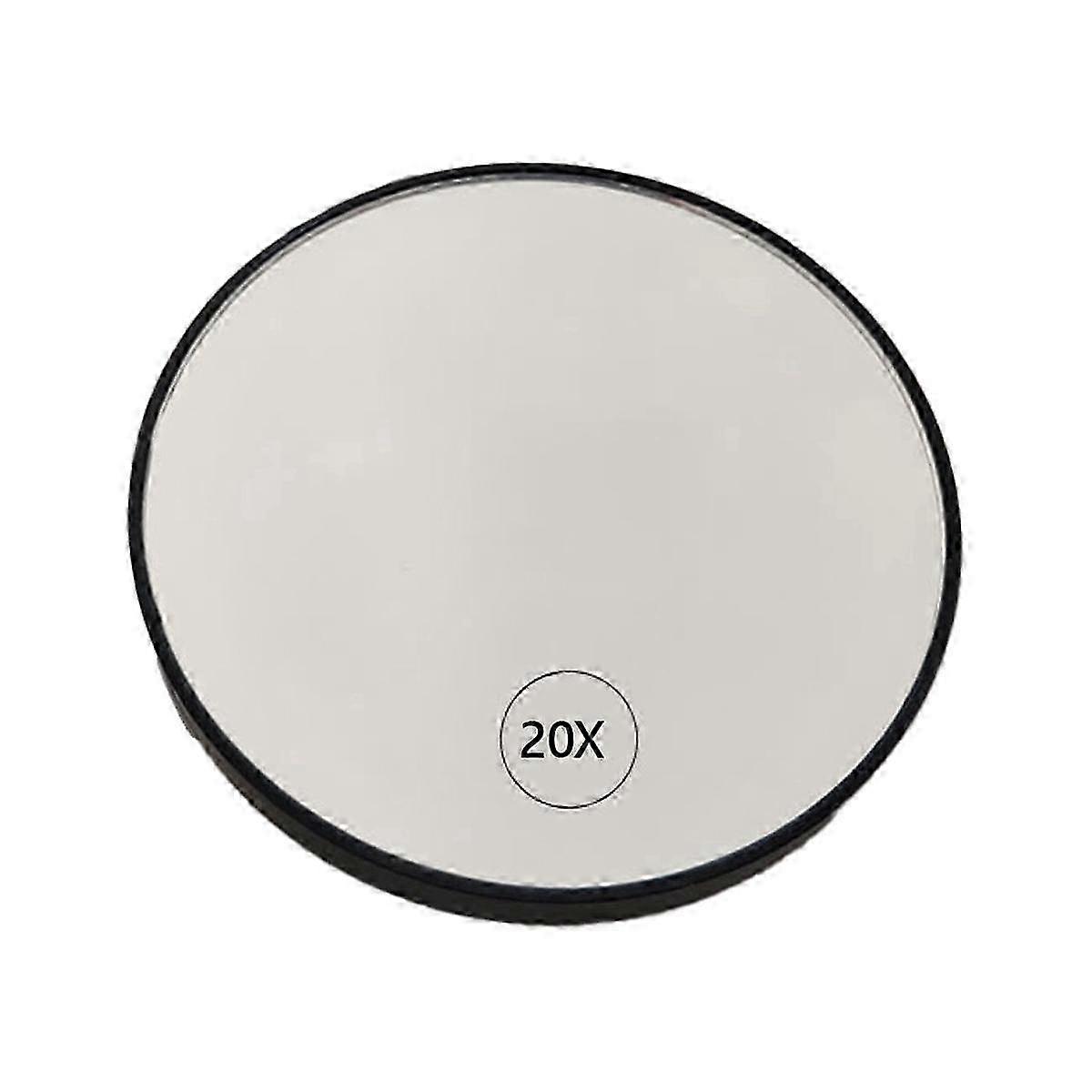 Anti-Fog Suction Cup Vanity Mirror with 20X Magnification and Handle, Black - Compact Mirror for Personal Use
