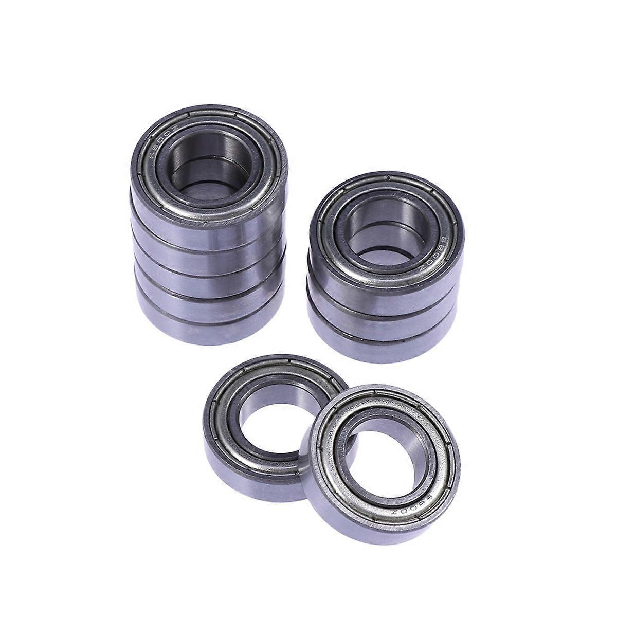 Double Shielded Ball Bearings 10Pcs Round Shape Electric Motors Wheel Bearings Silver