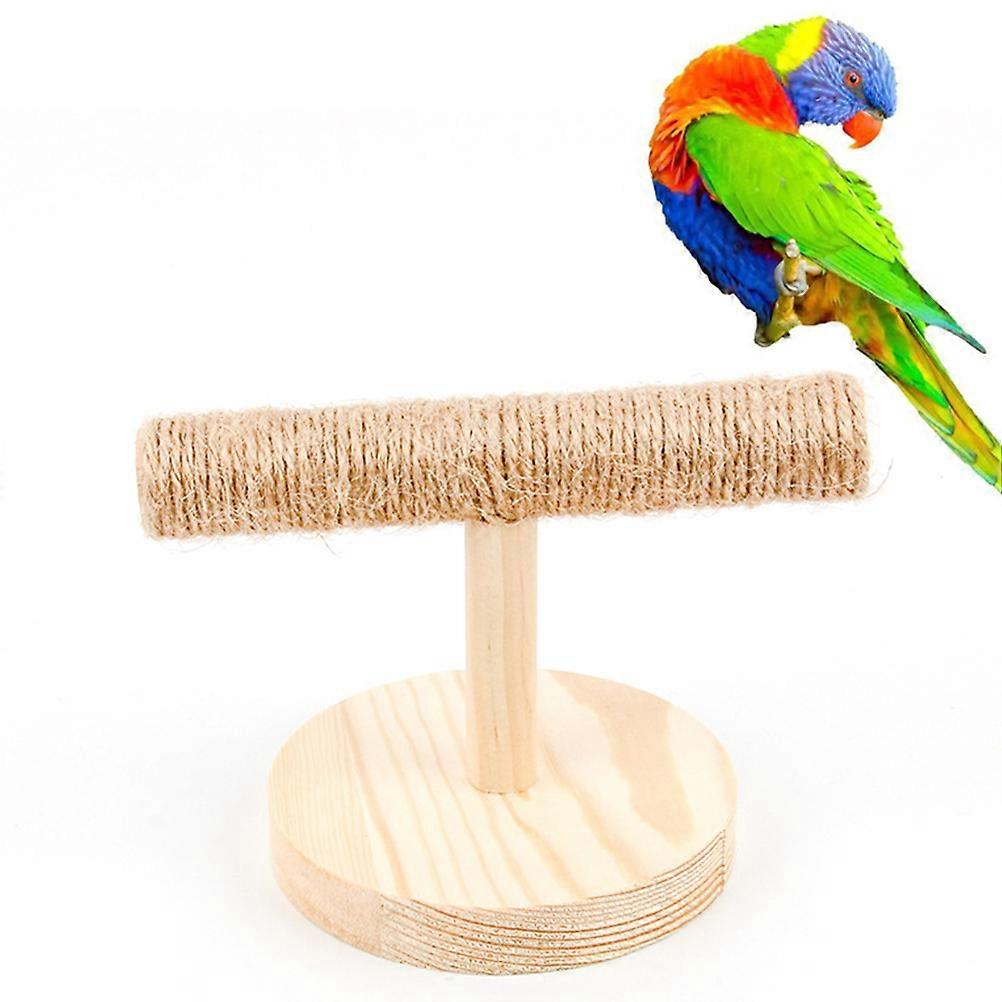 Khaki Parrot Stand for Small Birds Encouraging Balance and Coordination with Plastic