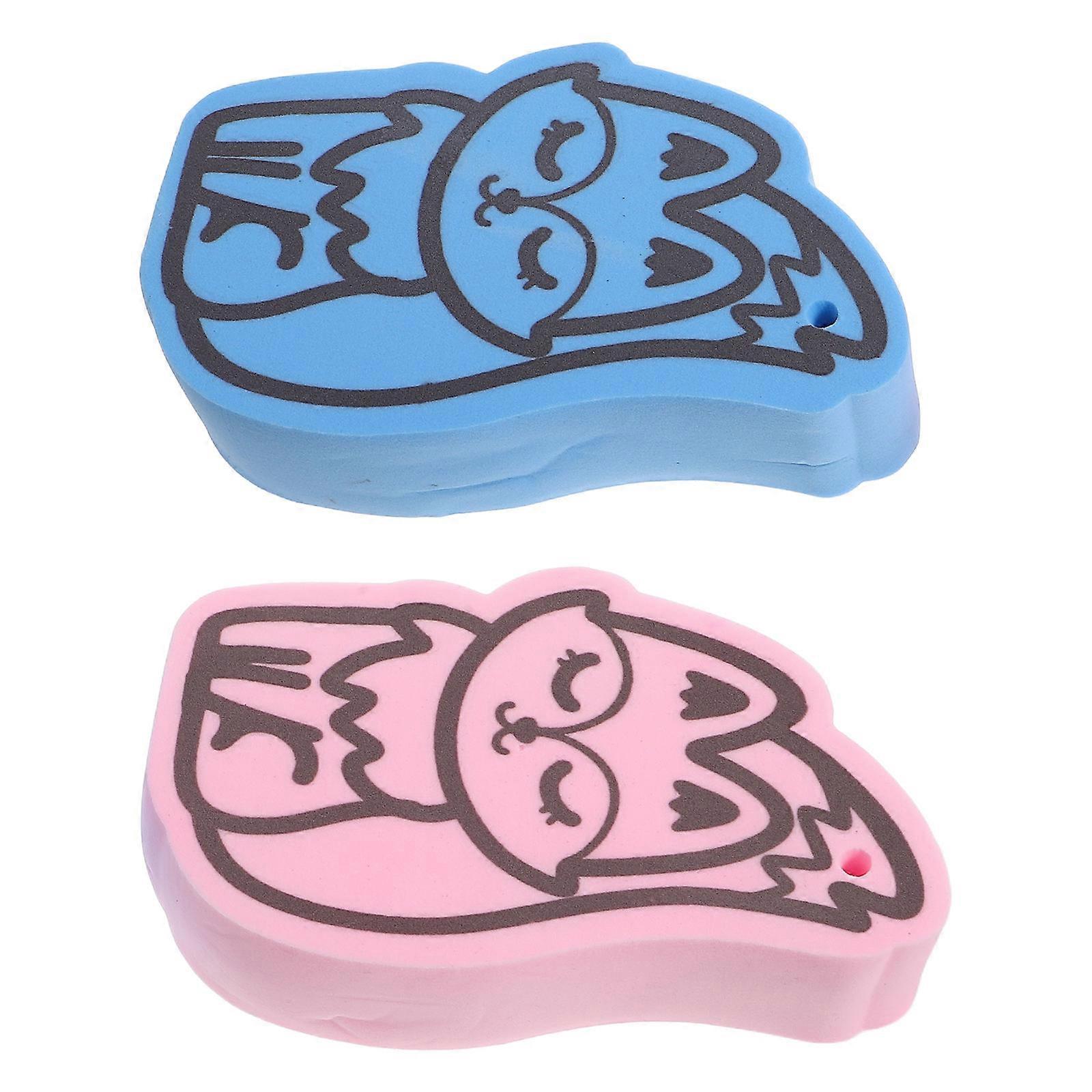 Heat Discoloration Bath Sponge Animal Shaped Soft and Gentle Scrubbing for Infants and Toddlers Blue 2Pcs