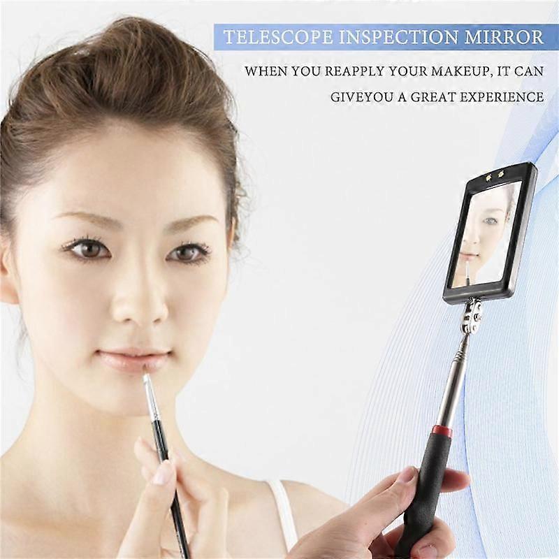 4 Pcs Telescoping Inspection Mirror LED Lighted Flexible Inspection Mirror Round +Square Mirror Ins