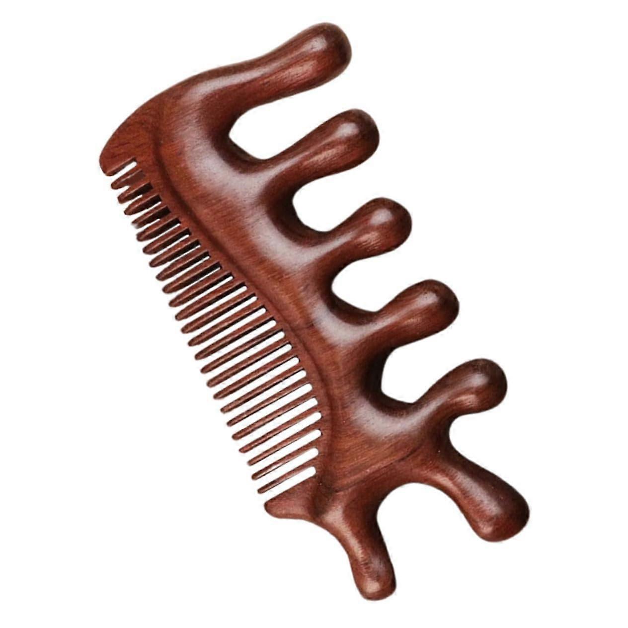 Portable Wooden Scalp Massage Comb With Wide Teeth For Daily Hair Care Handheld Five Claw Wood Comb Gua Sha Tool Stress Relief
