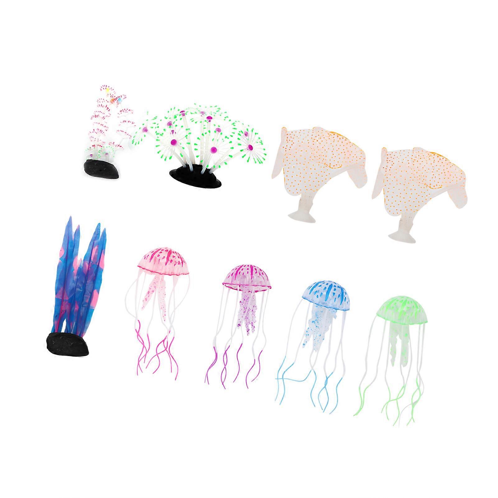 9PCS Silicone Aquarium Coral Decorations with Luminous Effect