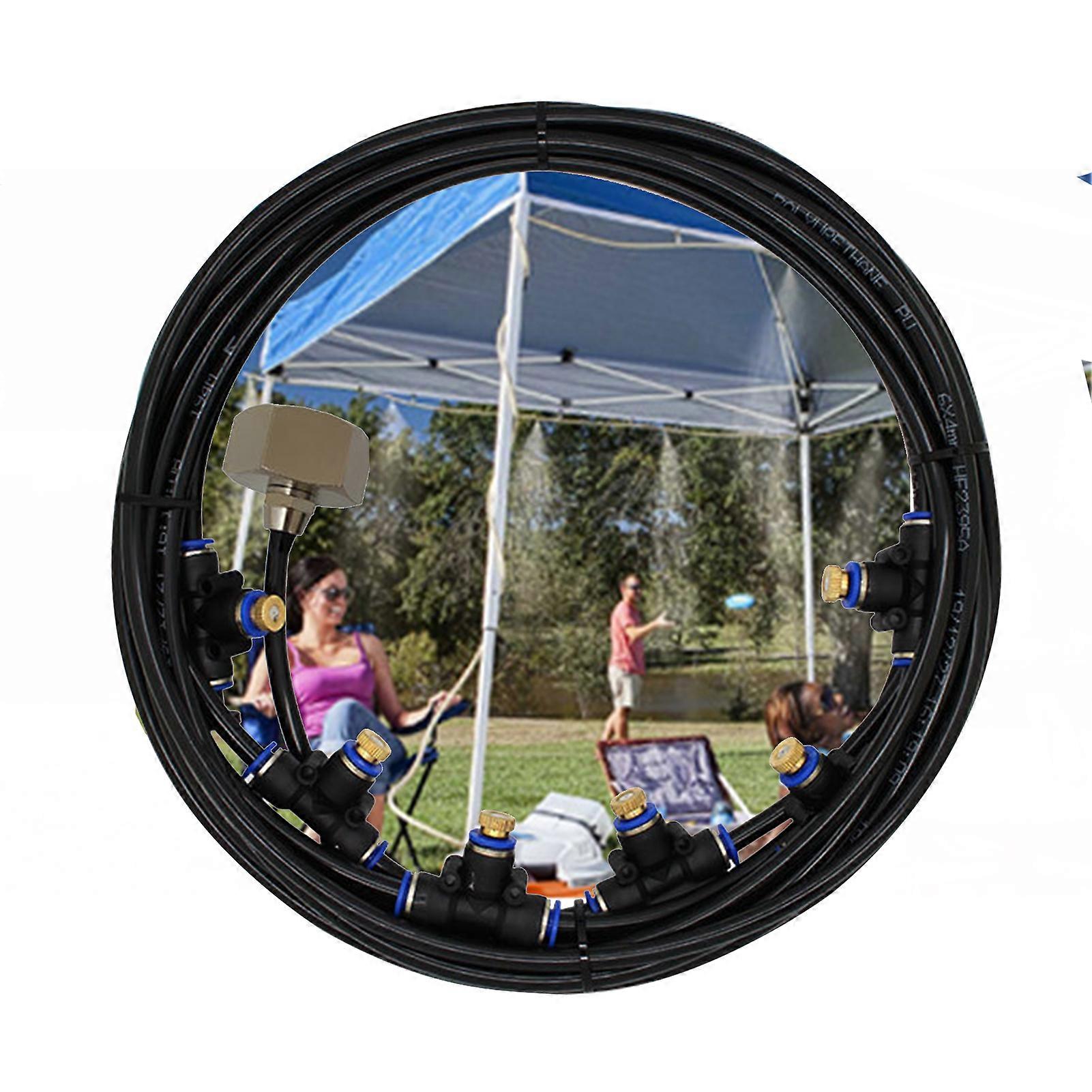 20FT Adjustable Misting Hose Kit with 6 Nozzles for Outdoor Cooling