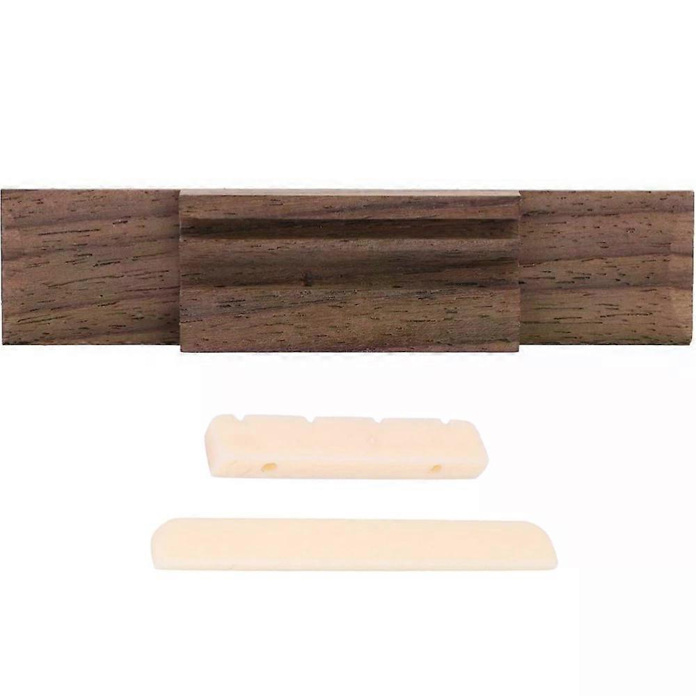 Ukulele Bridge, Wood Accessory with Saddle & Nut for 4-string Ukulele