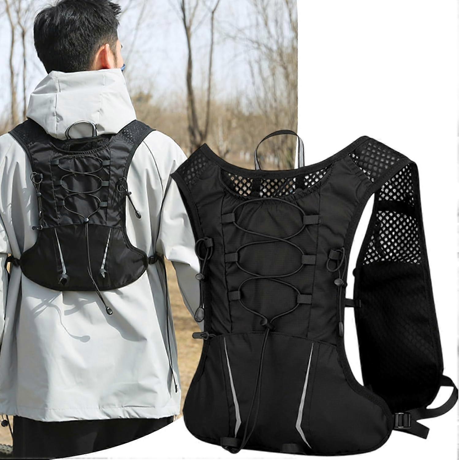 Running Vest Hydration Pack For Outdoor Sports, Adjustable Reflective Daypack With Pockets, Portable Camping And Cycling