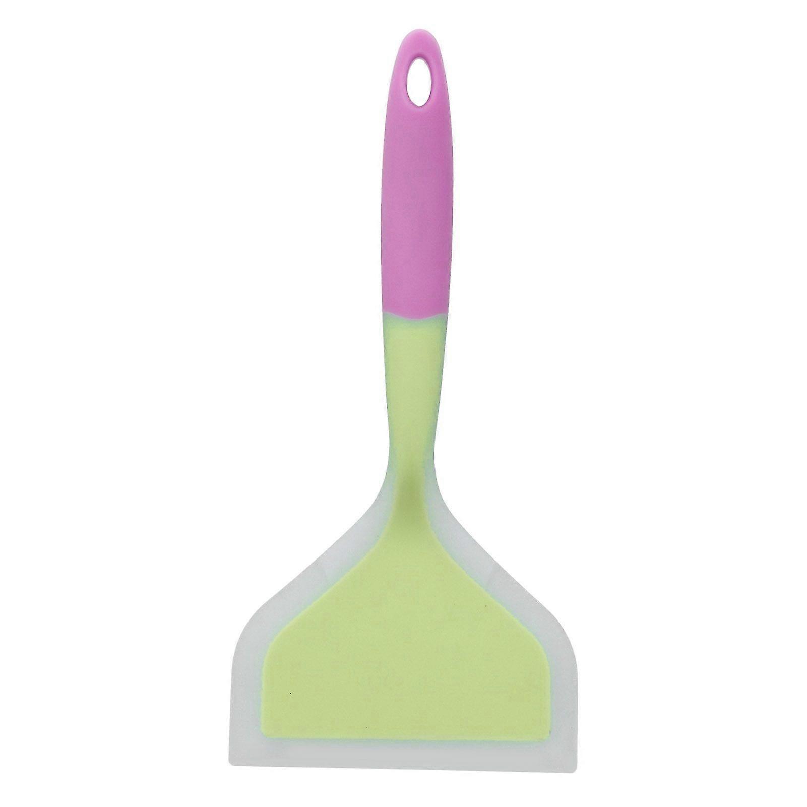 Cooking Spatula Transparent Twocolor Silicone Wide Mouth Frying Spatula Pancakes Fried Shovel for Home Kitchen(Green Spatula Head )