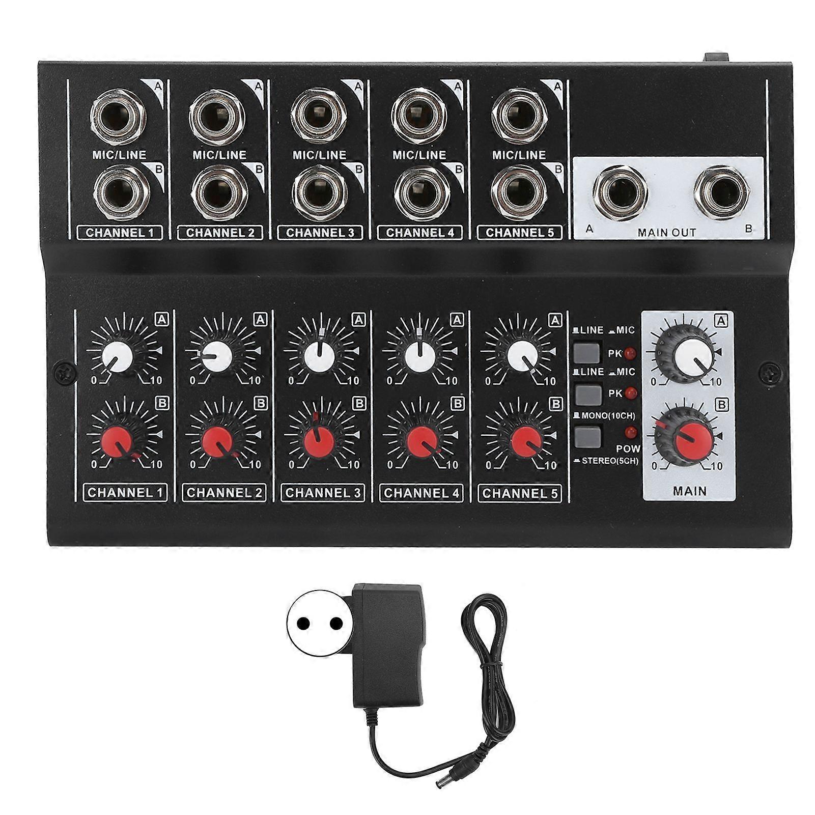 100240V Portable 10Channel Stereo Audio Sound Mixer Karaoke Microphone Amplifier ConsoleEU Plug