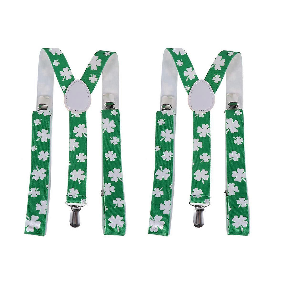 Clover Suspenders for Holding Pants 2Pcs Practical Elastic Clip on Suspenders
