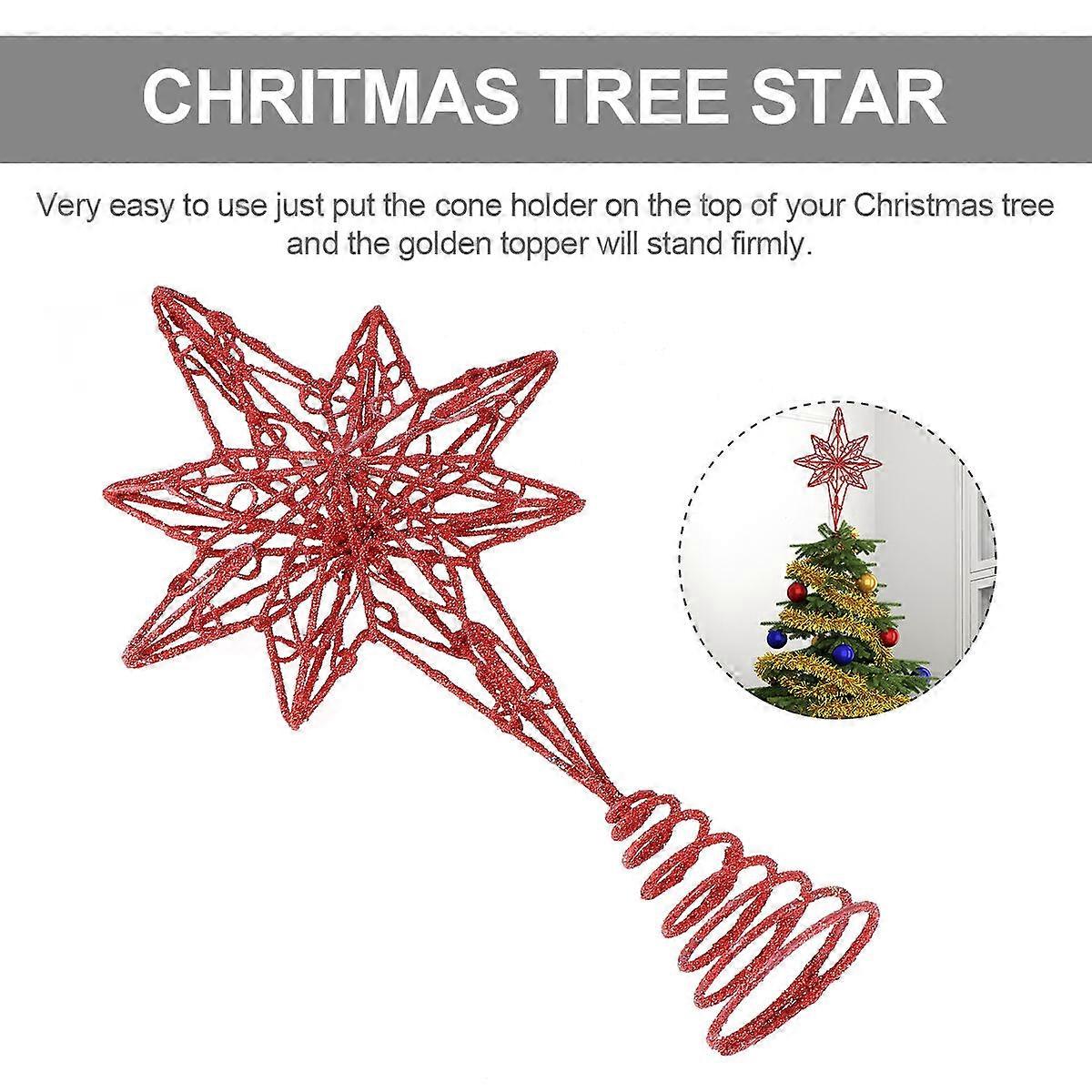 Christmas Tree Decor Red Iron Star Tree Topper for Decoration 2Pcs