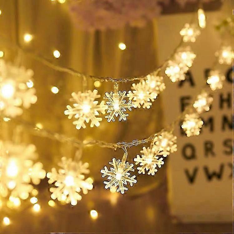 6M 40LEDs Lights 8 Modes Snowflake Lights for Christmas Decorations (Warm White)