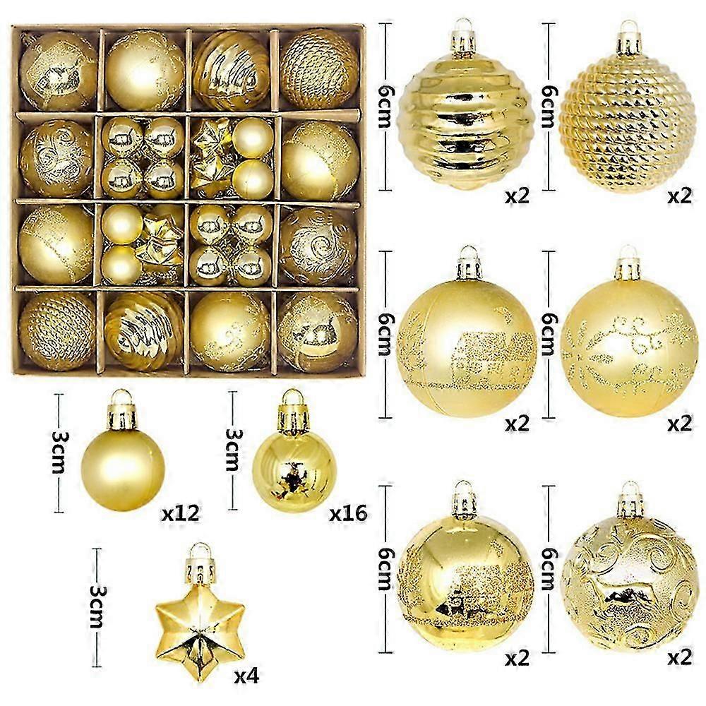 2024 Christmas Tree Ball Ornaments 44pcs Christmas Ball Decoration Set Colorful Xmas Ball Shatterproof Hanging Tree Decor