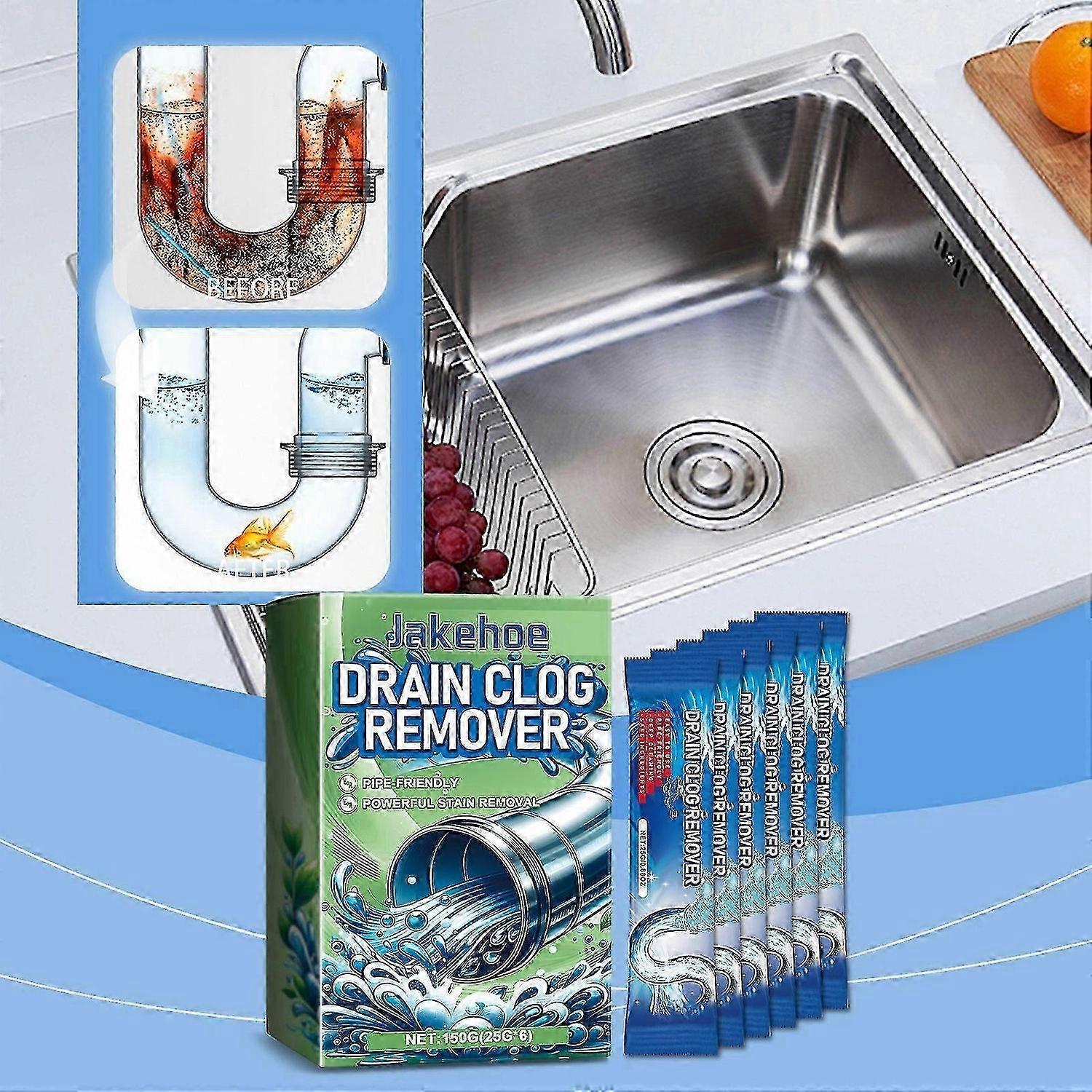Drain Clog Remover-6 pcs Drain Cleaner Hair Clog Remover, Powerful Sink Drain Cleaner for Clogged Drain, Pipe-Friendly Sink Cleaner and Deodorizer
