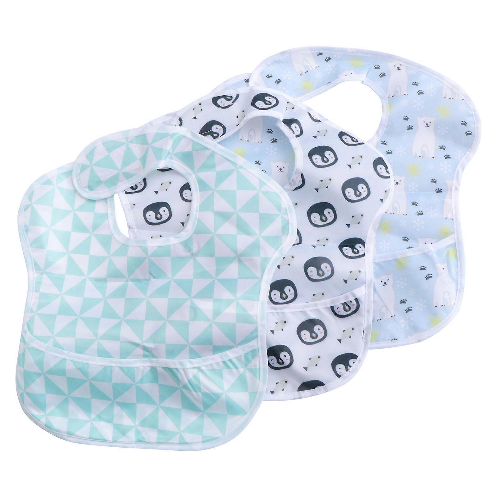 3Set Detachable Waterproof Bib For Kids Meal Time Featuring Multi Colored Cartoon Design And Protective Function
