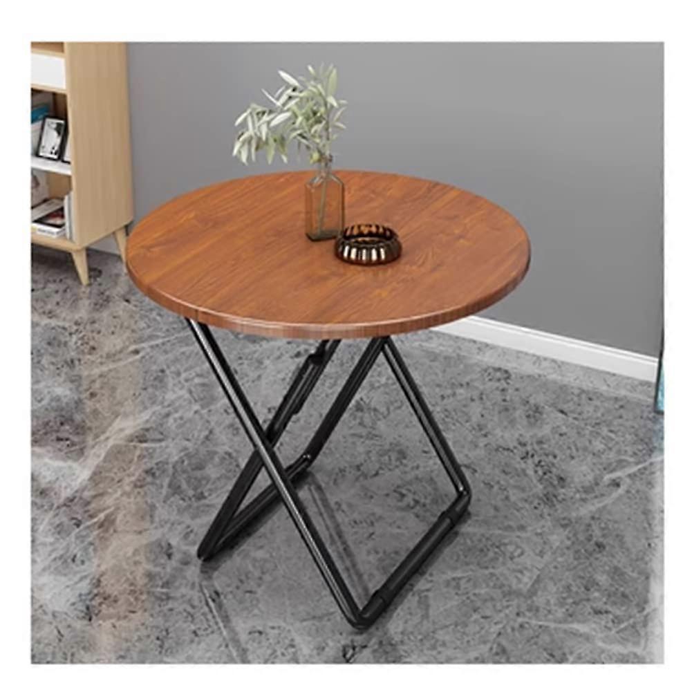 Portable Folding Round Table With Metal Bracket Marble Tabletop 80cm For Small Balcony Dining Color 8