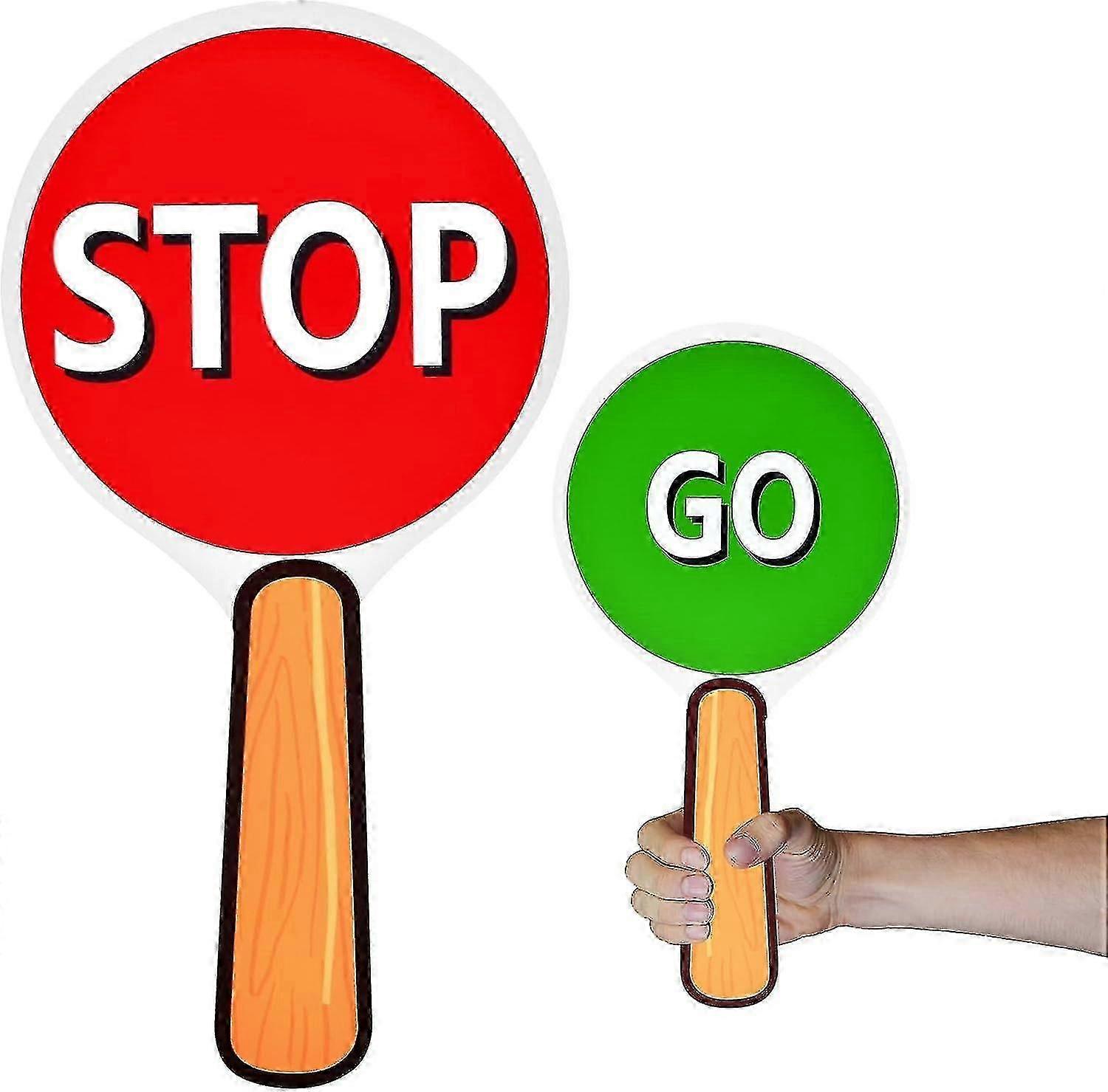 Double-Sided Traffic Control Paddle 16x30cm with Stop/Go Signs for School Crossing Patrols
