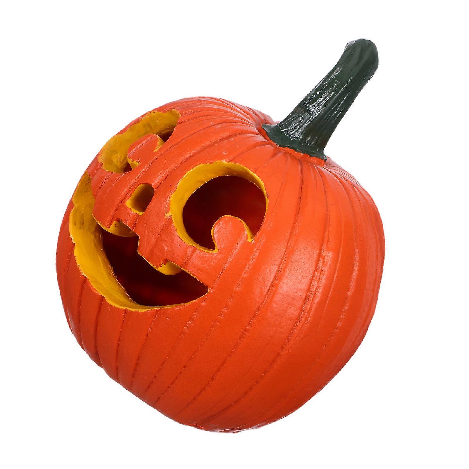 Artificial Pumpkin Resin Statue for Decoration 4Pcs Orange Jack O Lantern