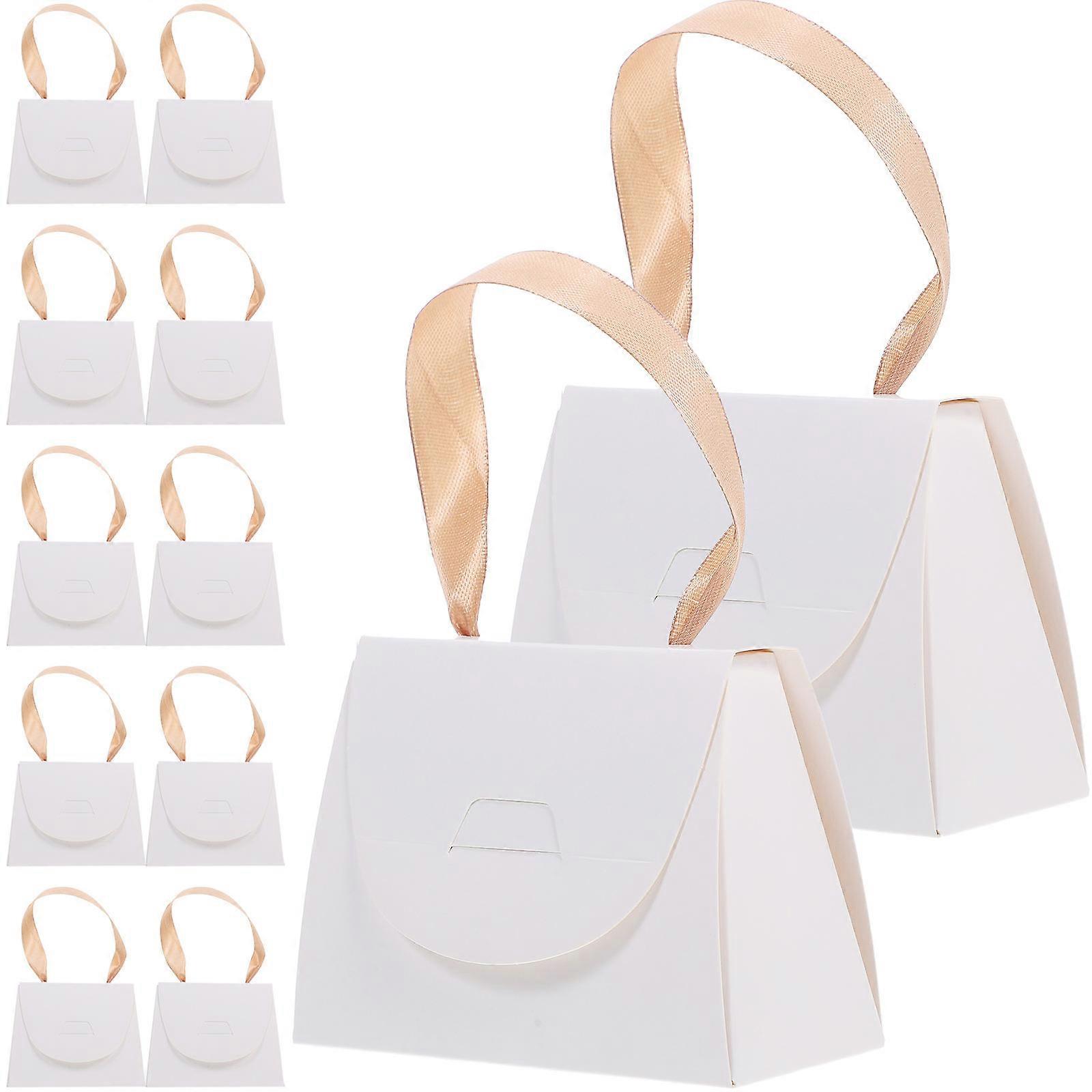 12Pcs Paper Handbag Boxes for Party Favors White Mini Candy Gift Boxes