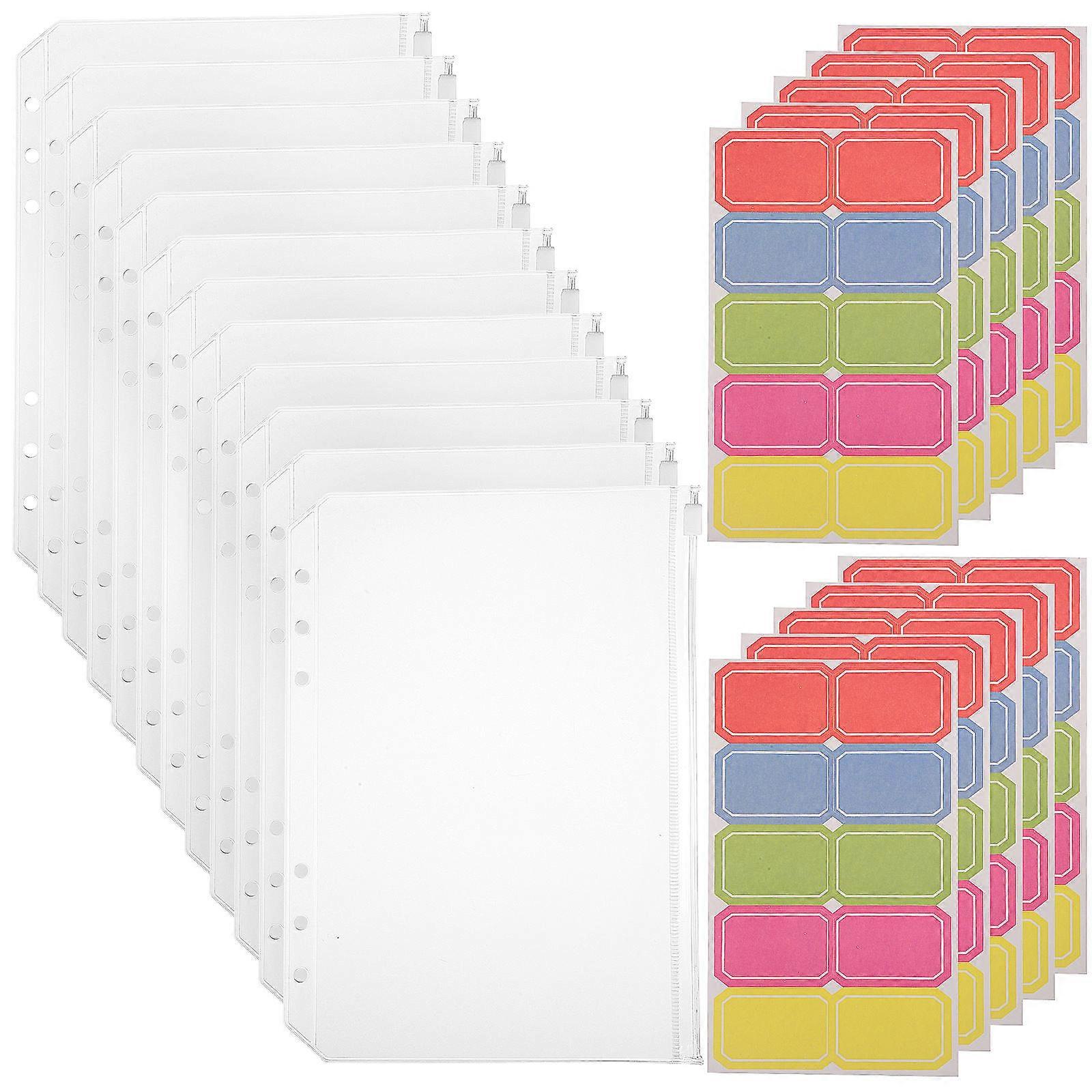 Document Filing Bag A5 Binder Pocket with Sticky Labels 24Pcs Pack