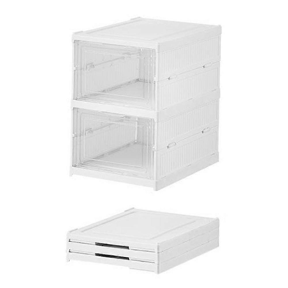 2 Layer No Installation Foldable Shoe Box Transparent Door Plastic Stackable Storage Container