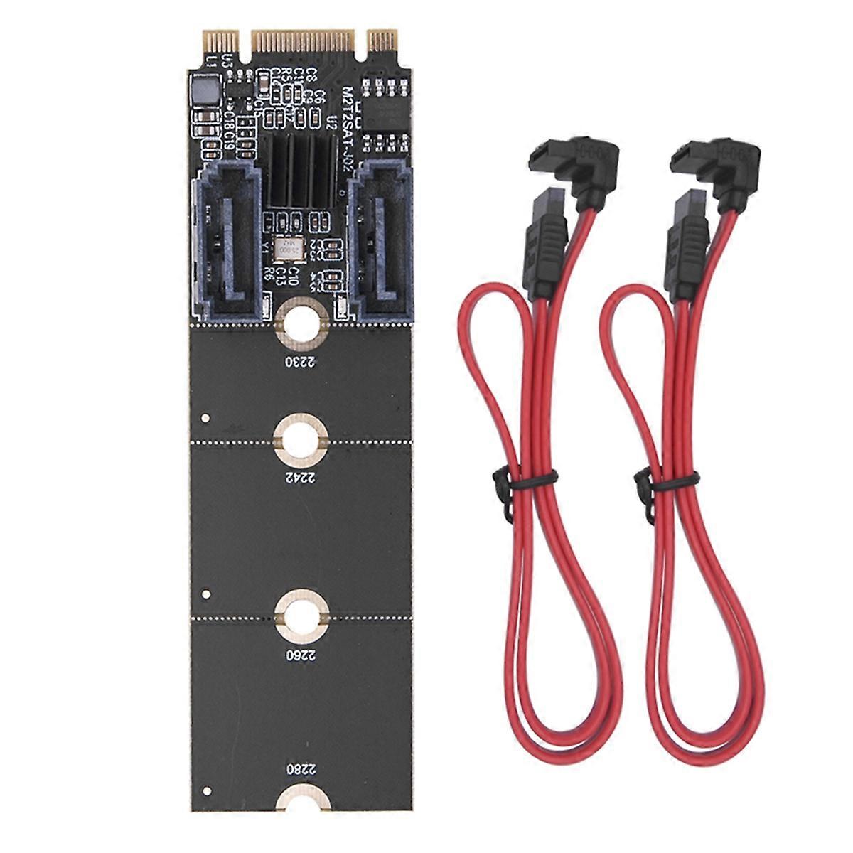 M2 NVME to SATA3.0 Adapter 6Gbps Riser Card M.2 Key-M Converter PCIE NVME to Dual 3.0 Expansion Card JMB582 Chip