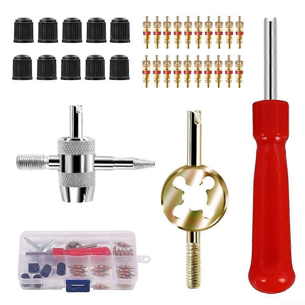 33pcs Tire Valve Tool Kit 33Piece Set For Car And Vehicle Maintenance Includes All Components