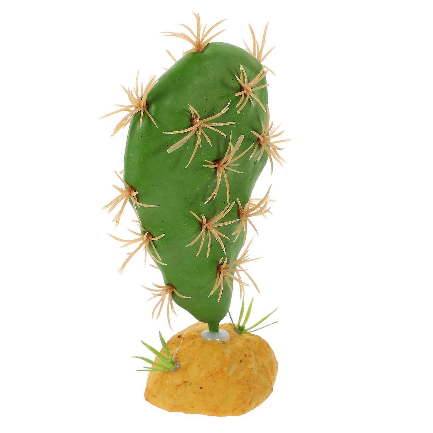 Lifelike Reptile Cactus Ornament For Reptile Habitat, Tank Decoration For Lizard Gecko Tortoise, Durable Plant Ornament