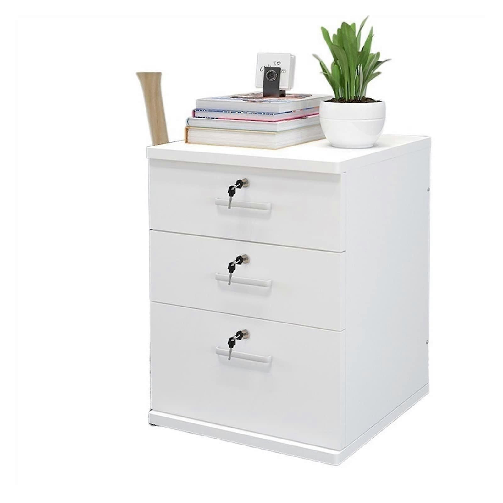 3 Drawer Mobile Filing Cabinet With 360Degree Wheels Wooden Home Office File Cabinet On Wheels, Closet Organizer