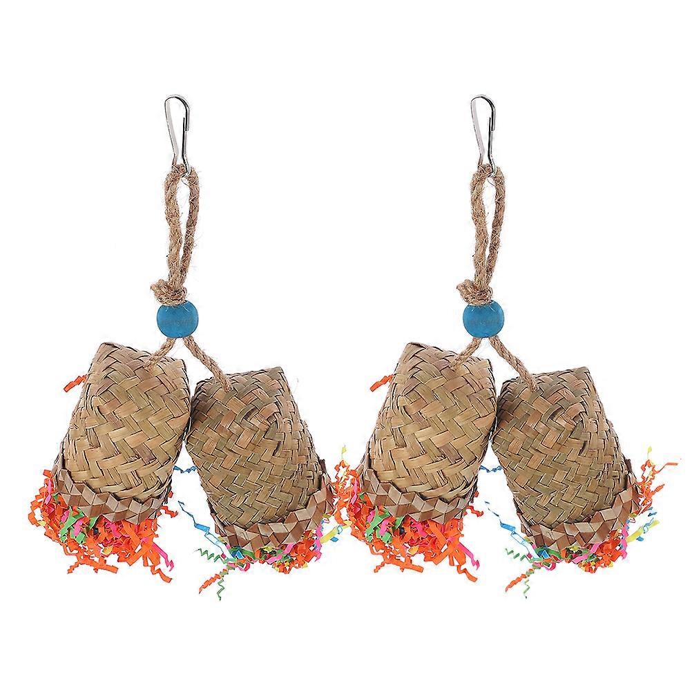 Parrot Hanging Chew Toy Bird Shredding Toy for 8Pcs Brown Wood